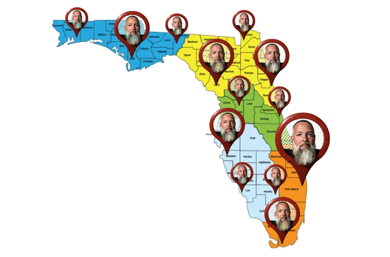 Service area coverage map for Dave the Plumber in Florida